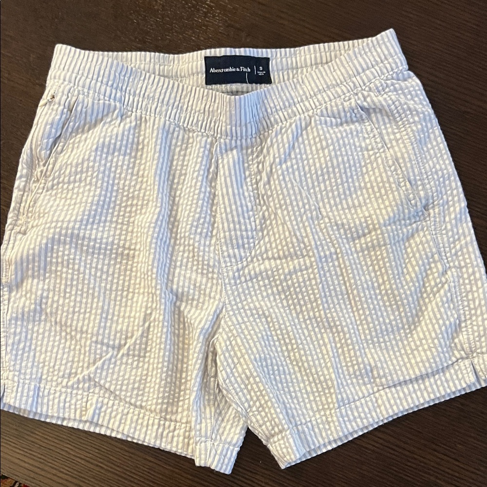 Abercrombie & Fitch Blue and White Seersucker Shorts